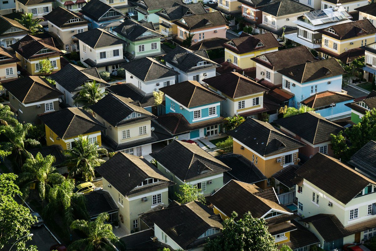 Aerial view of residential neighborhood
