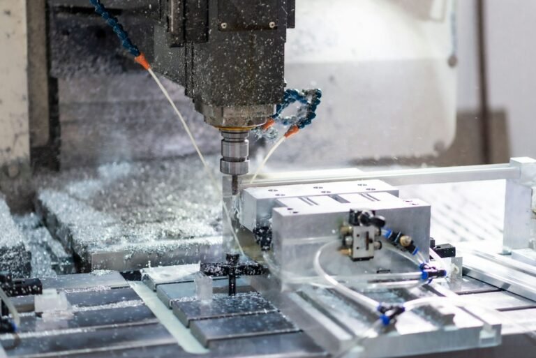CNC machine cutting metal