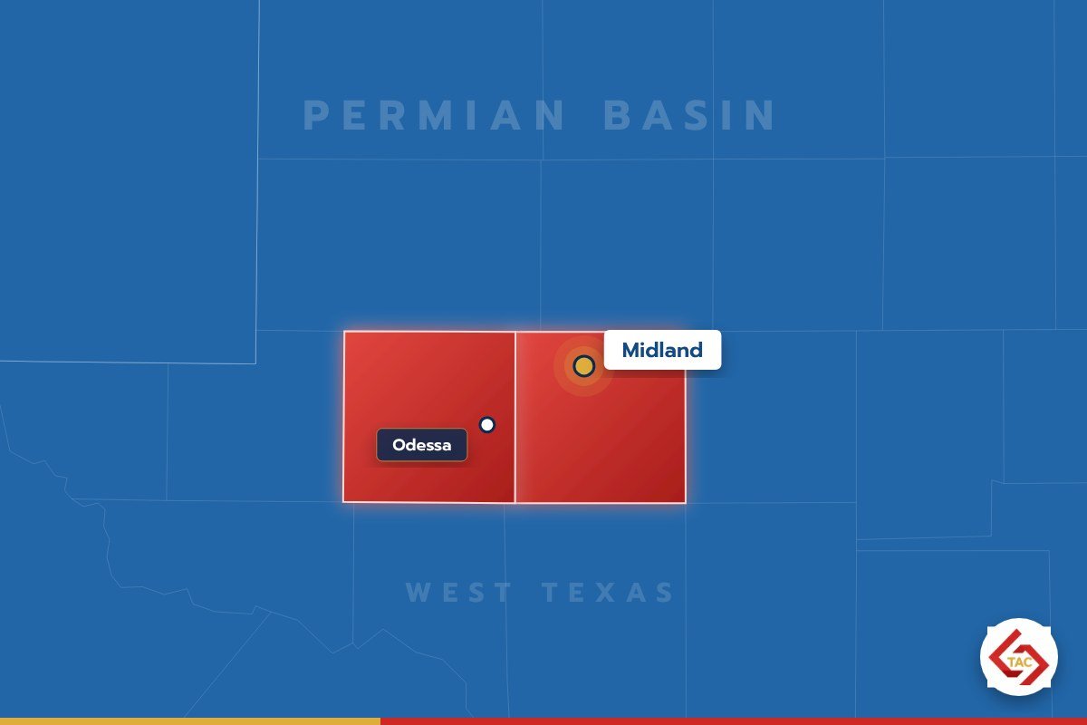 Map – Midland–Odessa, Permian Basin