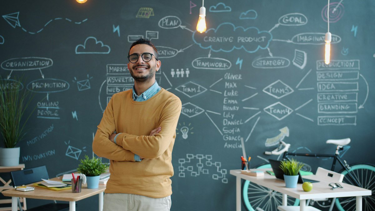 Smiling business owner