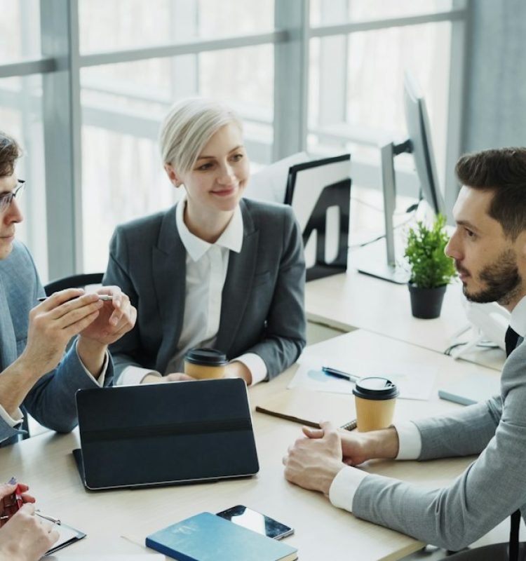 Business team collaborating in a modern office